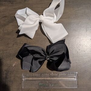Elegant Black and White Hair Bow Set